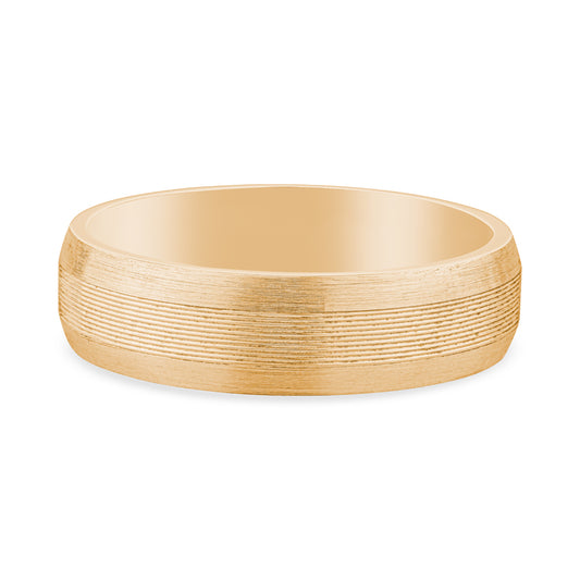 14k Yellow Gold Brushed Mens Wedding Band