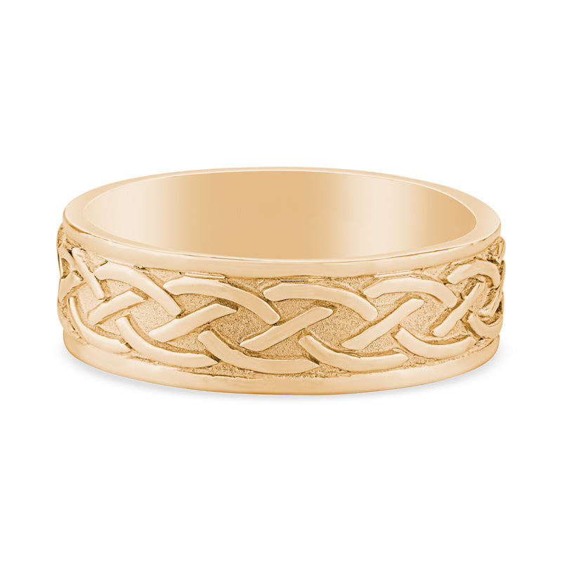 14k Yellow Gold Celtic Knot Mens Wedding Band