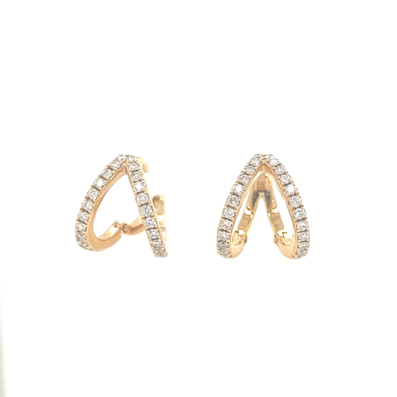 14K YELLOW GOLD DIAMOND V-SHAPE HINGED HUGGIES
