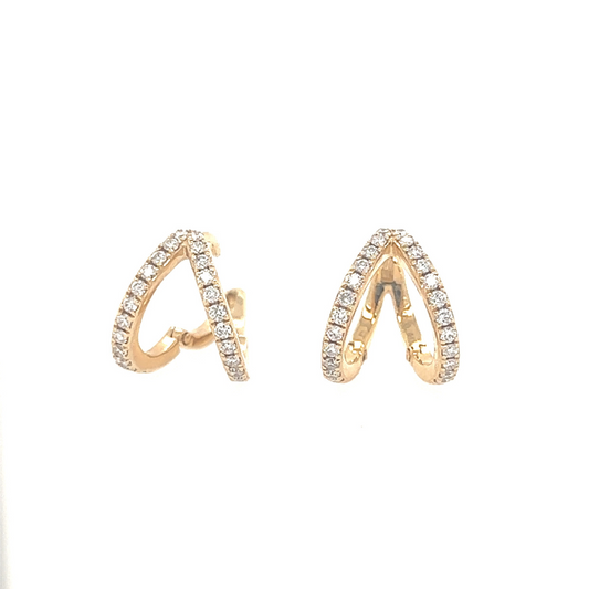 14K YELLOW GOLD DIAMOND V-SHAPE HINGED HUGGIES