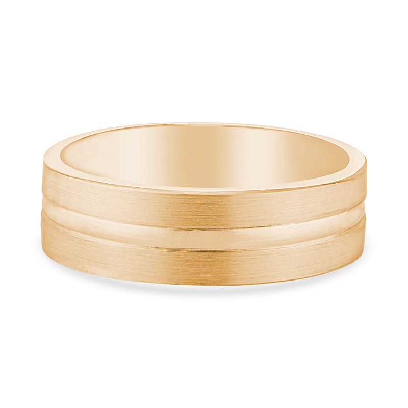 14k Yellow Gold Flat Comfort Fit Mens Wedding Band
