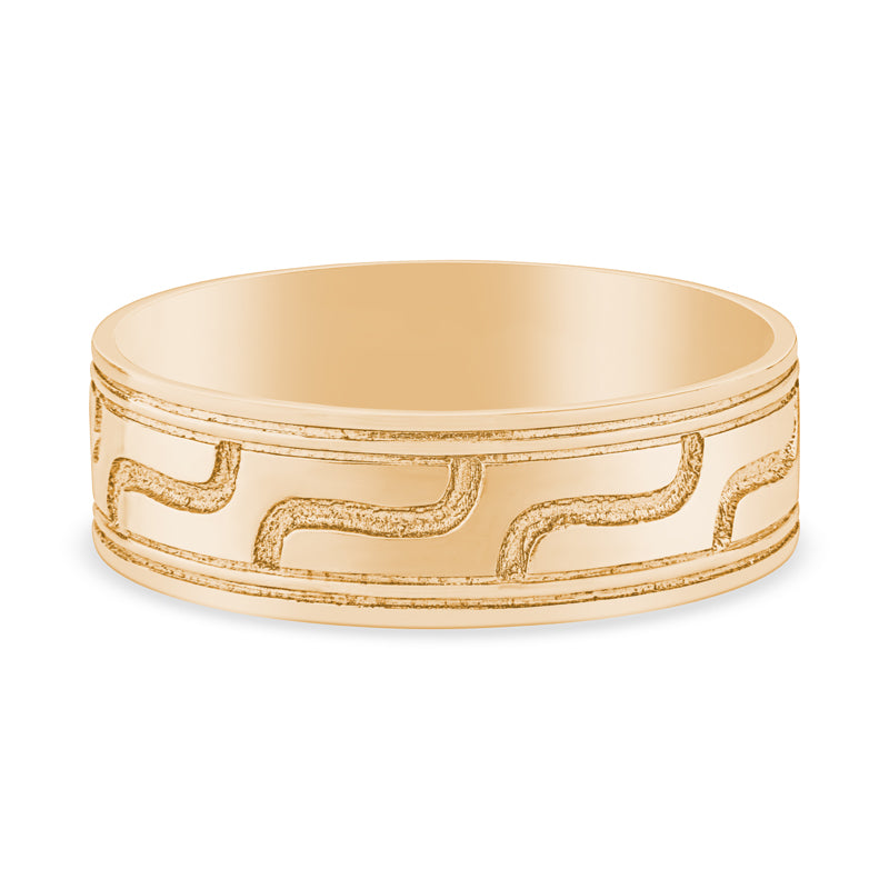14k Yellow Gold Geometric Mens Wedding Band