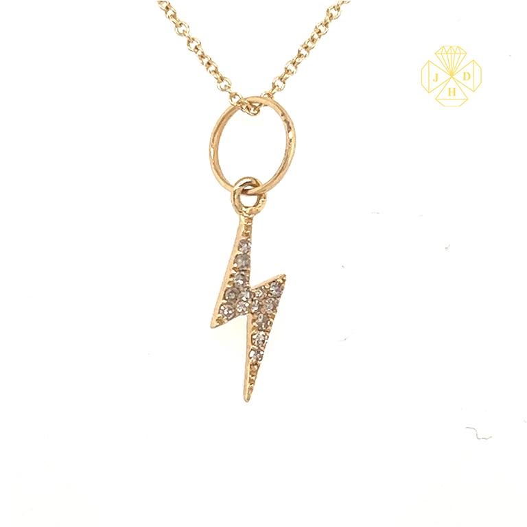 14K Yellow Gold Lighting Bulb Diamond Necklace with 16" Chain