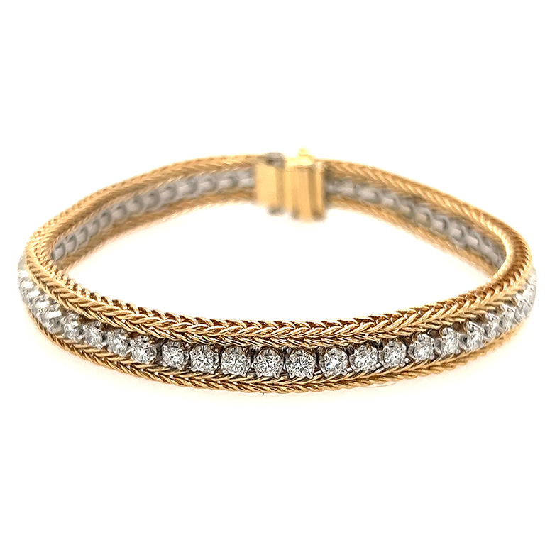 14K YELLOW GOLD LINE ROPE DIAMOND BRACELET