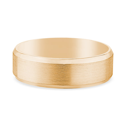 14k Yellow Gold Matte Brushed Mens Wedding Band