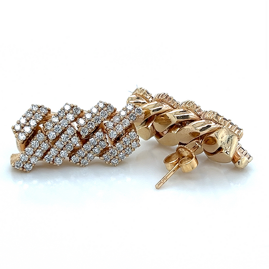 14K Yellow Gold Melee/Accent Diamond Earrings