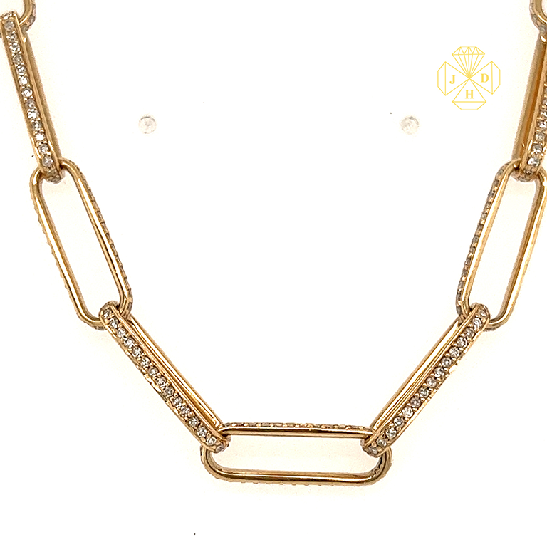 14k Yellow Gold Melee Diamonds Chain
