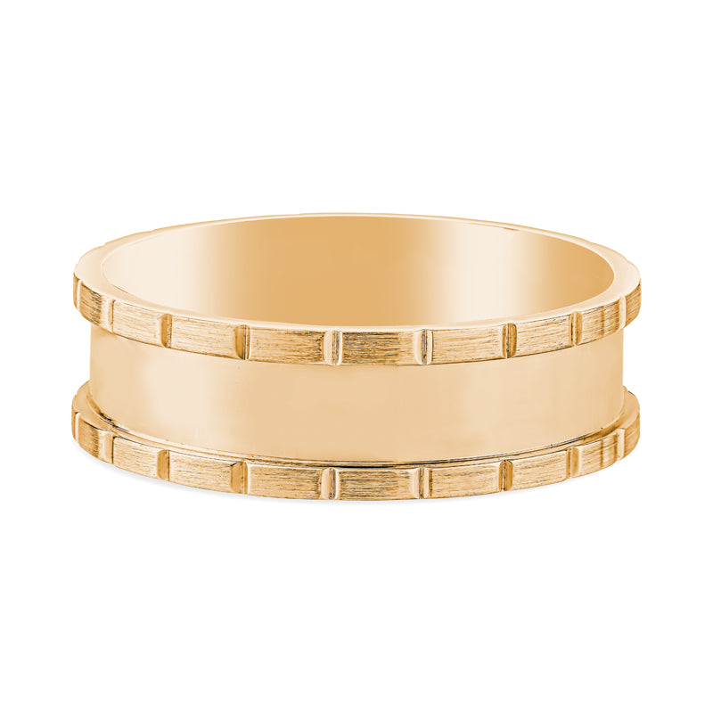 14k Yellow Gold Mens Textured Wedding Band