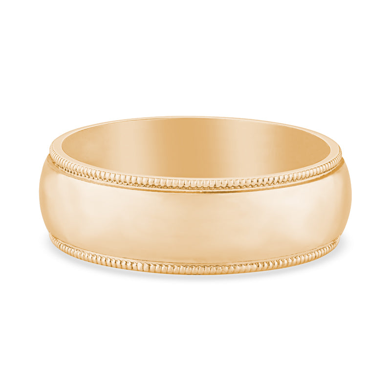 14K Yellow Gold Milgrain Design Mens Wedding Band