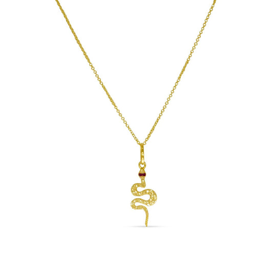 14k Yellow Gold Snake Pendant with 16" Yellow Gold Chain