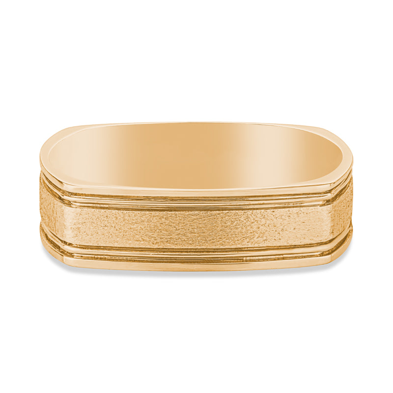 14k Yellow Gold Square Mens Wedding Band
