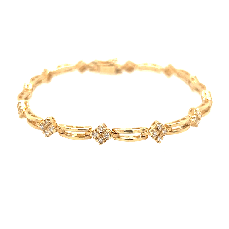 14K Yellow Gold Tennis Diamond Bracelet