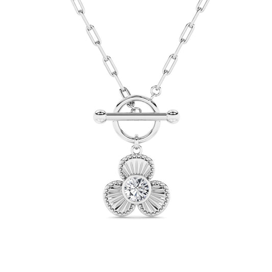 1CTW Round Shaped Lab Grown Diamond (F/VS) Necklace in 14K White Gold