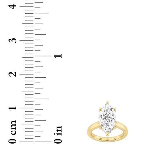 4CTW Marquise Shaped Lab Grown Diamond (F/VS) Ring in 14K White Gold