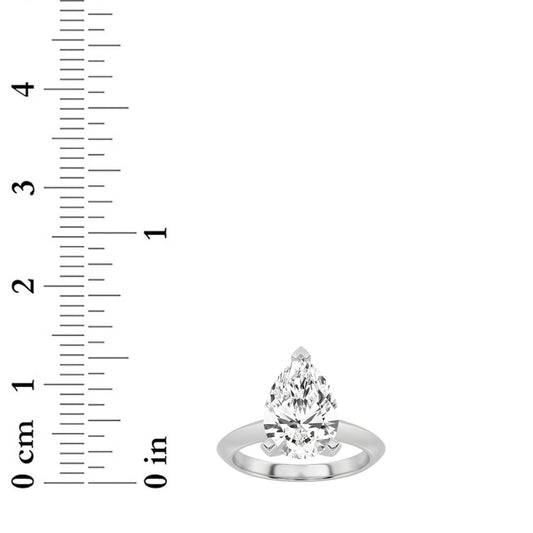 3CTW Pear Shaped Lab Grown Diamond (F/VS) Ring in 14K White Gold