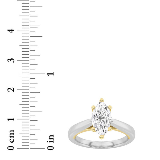 3CTW Marquise Shaped Lab Grown Diamond (F/VS) Ring in 14K White Gold