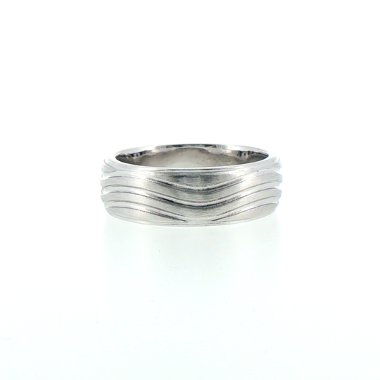 Textured Wave Pattern Band in 14kt White Gold