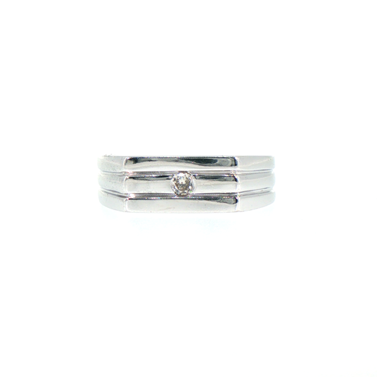 Grooved 14kt White Gold Diamond Band
