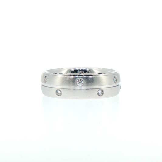Scattered Diamond 14kt White Gold Comfort Fit Band
