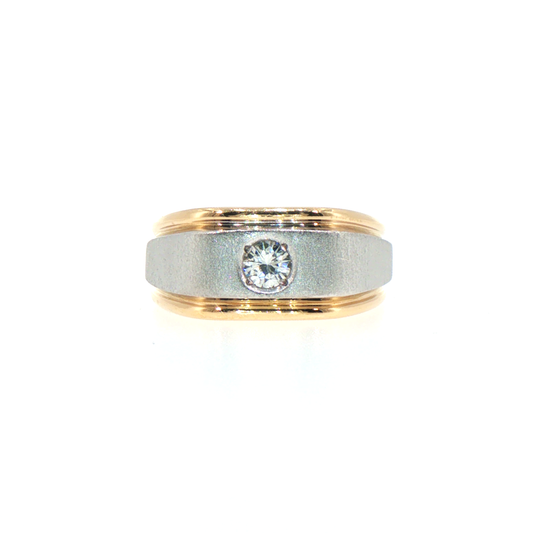 14kt Two-Tone Yellow Gold Diamond Solitaire Band