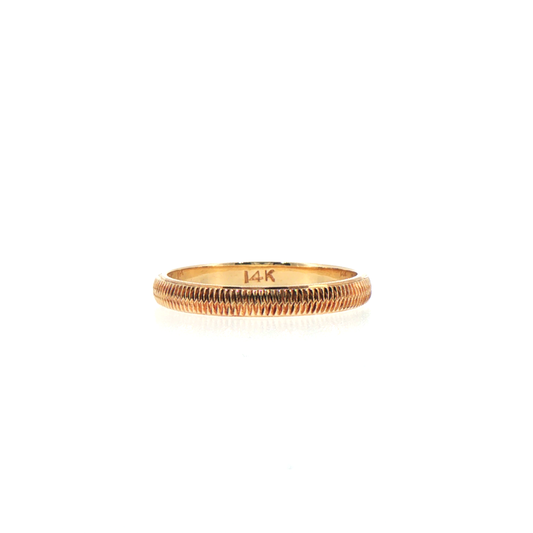 14K Yellow Gold Ribbed Textured Band