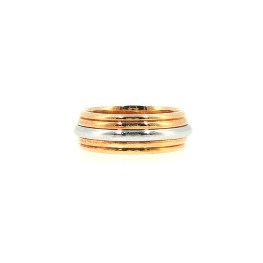 Two-Tone 18kt Yellow Gold & Platinum Grooved Band