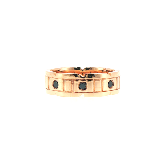 18kt Rose Gold Geometric Comfort Fit Band with Fancy Black Diamonds