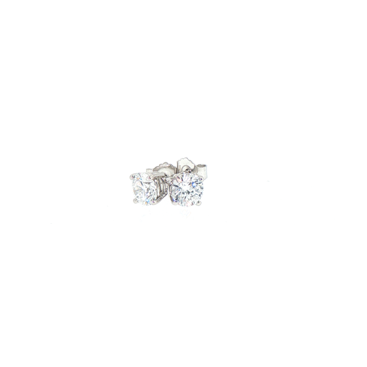 1.0ctw Round Lab-Grown Diamond Stud Earrings in 14kt White Gold (IGI Certified)