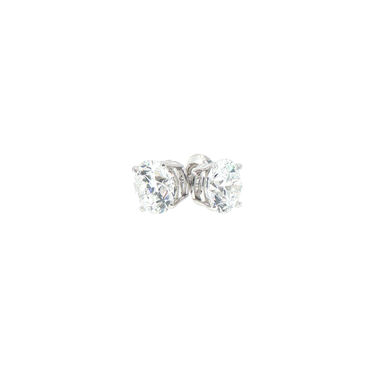4.14ctw Lab-Grown Round Cut Diamond Stud Earrings in 14kt White Gold (IGI Certified)