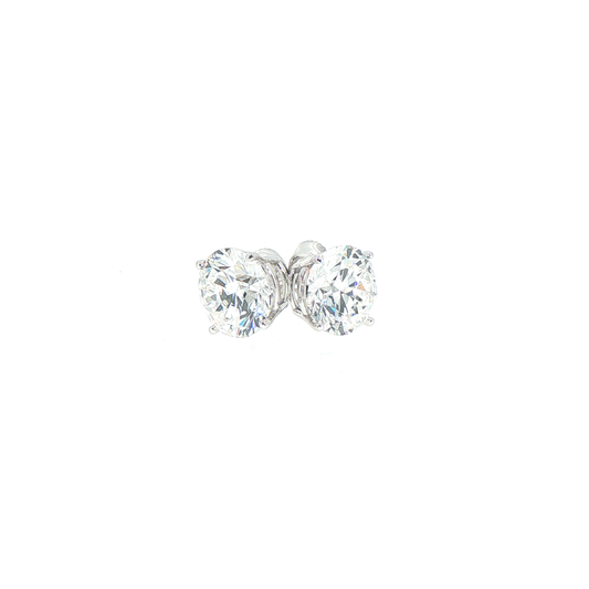 5.04ctw Lab Grown Round Cut Diamond Solitaire Stud Earrings in 14kt White Gold (IGI Certified)