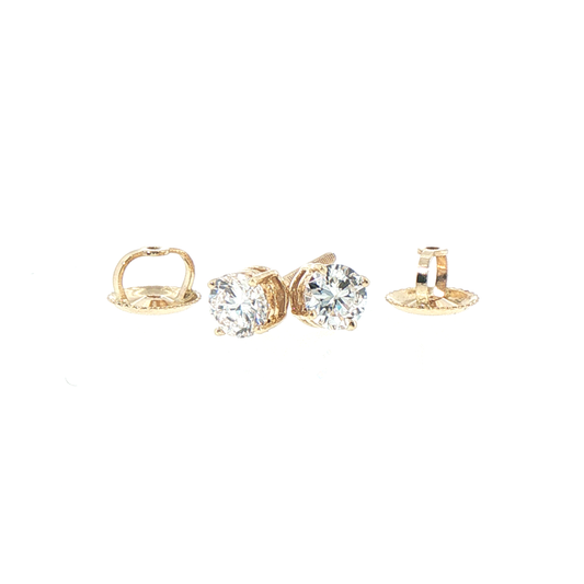 0.50ct Round Lab Grown Diamond Stud Earrings in 14kt Yellow Gold Screw-On Backs