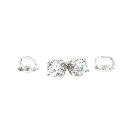 14kt White Gold Round 0.75ct Lab-Grown Diamond Solitaire Stud Earrings with Screw-On Backs