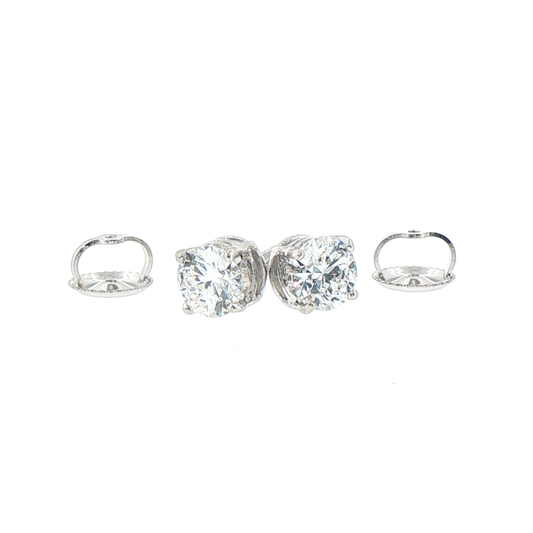 14kt White Gold 1.0ctw(E/F-VVS2) Lab-Grown Round Diamond Stud Earrings with Screw Backs