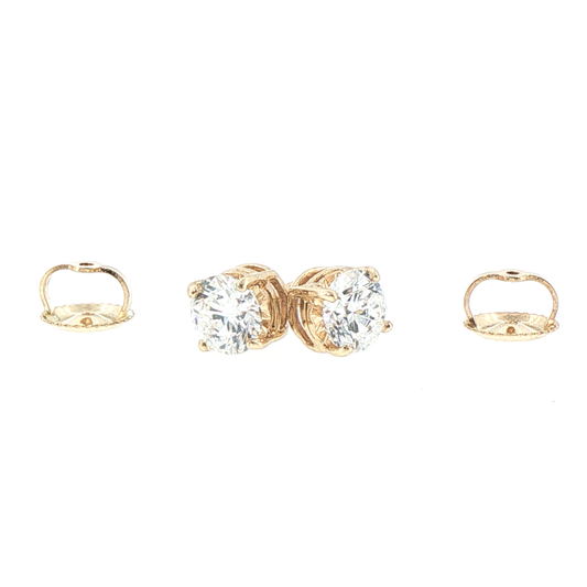 14kt Yellow Gold 1.0ctw(E/F-VVS2) Lab-Grown Round Diamond Stud Earrings with Screw Backs