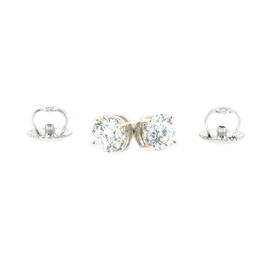 14kt White Gold 1.50ctw(E/F-VVS2) Lab-Grown Round Diamond Stud Earrings with Screw Backs
