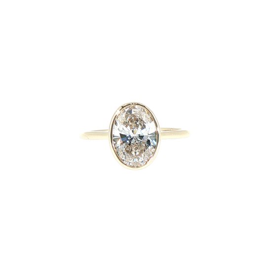 2.02ctw F/VS2 IGI Certified Oval Bezel-Set Lab-Grown Diamond Solitaire Ring in 14kt Yellow Gold