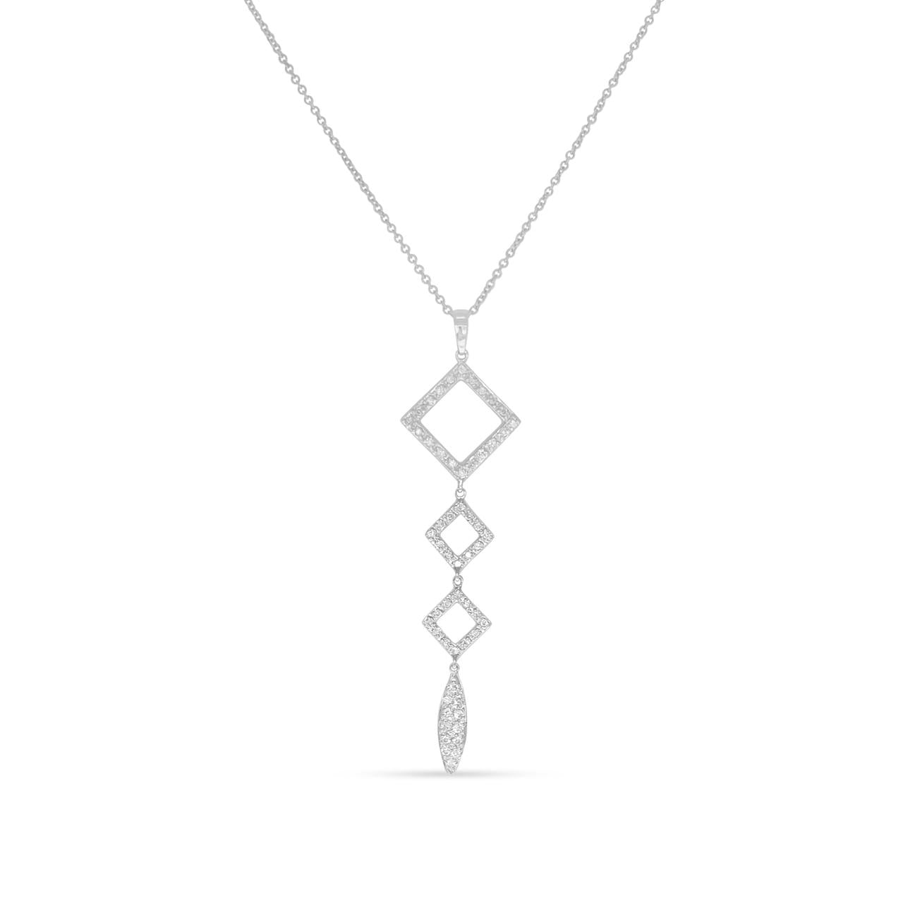 18k White Gold Beautiful Drop Pendant with 16" White Gold Chain