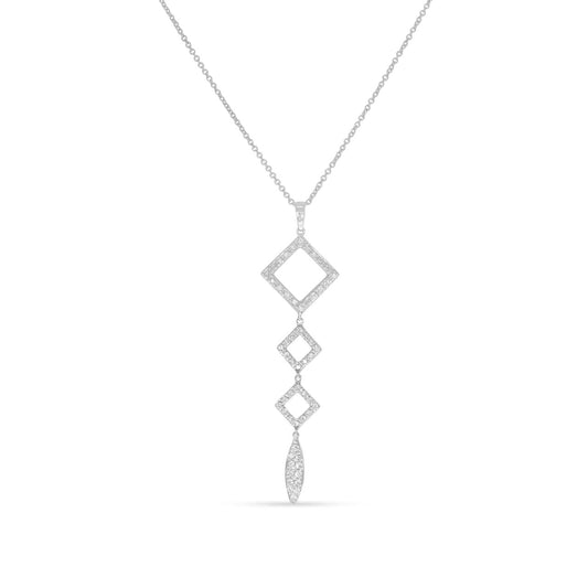 18k White Gold Beautiful Drop Pendant with 16" White Gold Chain