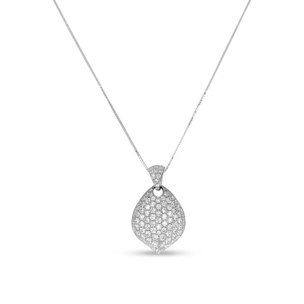 18k White Gold Teardrop Slide Pendant with 16" White Gold Chain