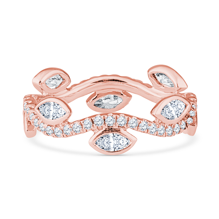 18K Rose Gold Leaf Eternity Diamond Band