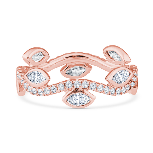 18K Rose Gold Leaf Eternity Diamond Band