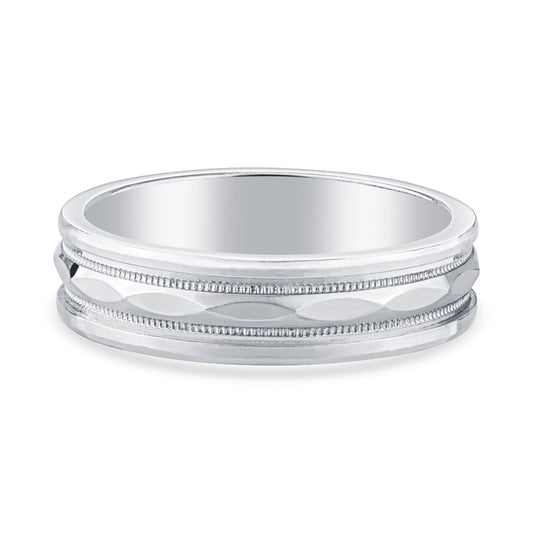 14k White Gold Mens Classic Wedding Band