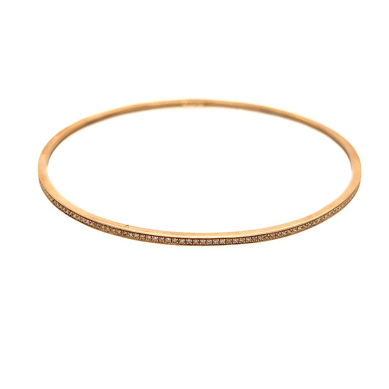 18K Yellow Gold Round Diamonds Thin Tennis Bangle