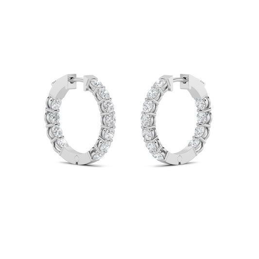 4CTW Round Shaped Lab Grown Diamond (F/VS) Inside Out Hoop Earrings in 14K Gold