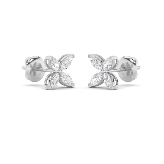 1.5Cttw Marquise Shaped Lab Grown Diamond (G/VS) Flower Earrings in 14K Gold