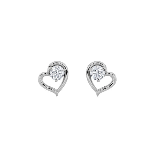 0.5CTW Round Shaped Lab Grown Diamond (F/VS) Heart Shaped Stud Earrings in 14K Gold