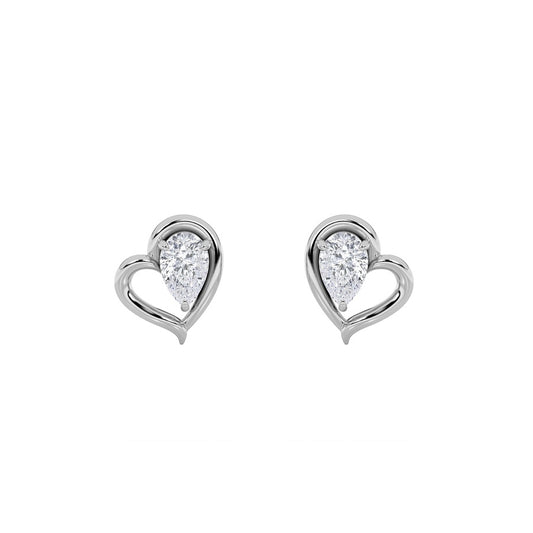 0.5CTW Pear Shaped Lab Grown Diamond (F/VS) Heart Shaped Earrings in 14K Gold