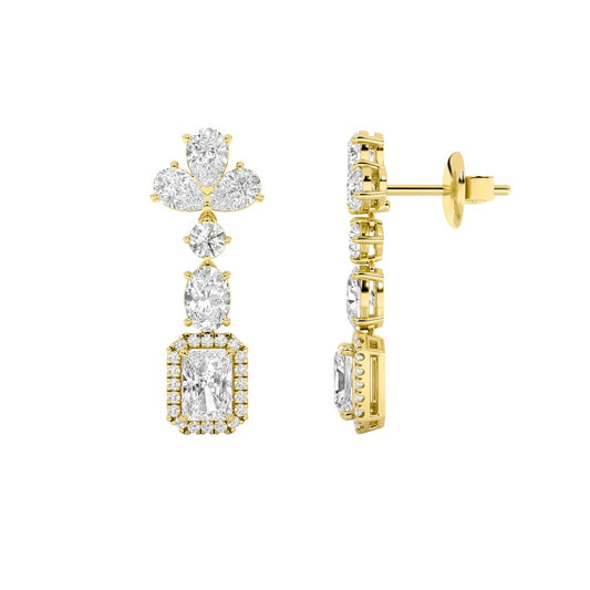5.5CTW Radiant Shaped Lab Grown Diamond (F/VS) Dangle Earrings in 14K Gold