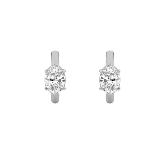 0.5Cttw Oval Shaped Lab Grown Diamond (F/VS) Huggie Cuff Earrings in 14K Gold