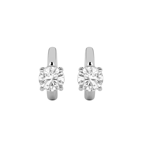 0.5Cttw Round Shaped Lab Grown Diamond (F/VS) Huggie Cuff Earrings in 14K Gold